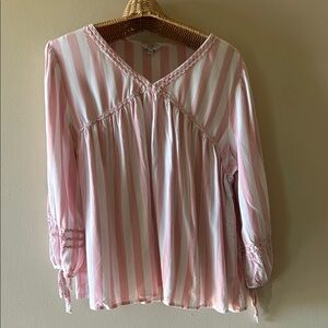 Crown & Ivy Light Pink 3/4 Sleeve Relaxed Ruched Blouse size large